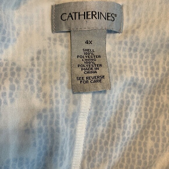 Catherines Womens Plus Size 4X Blue Multicolor Printed Textured Blouse - Picture 4 of 5